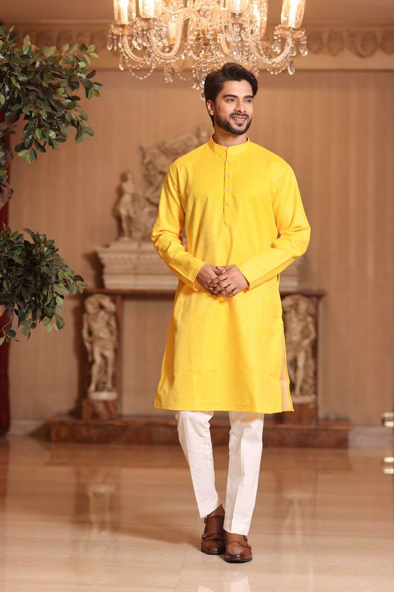 Mustard Cotton Kurta Set