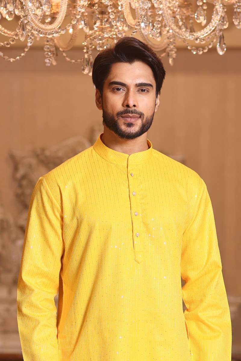 Mustard Cotton Kurta Set