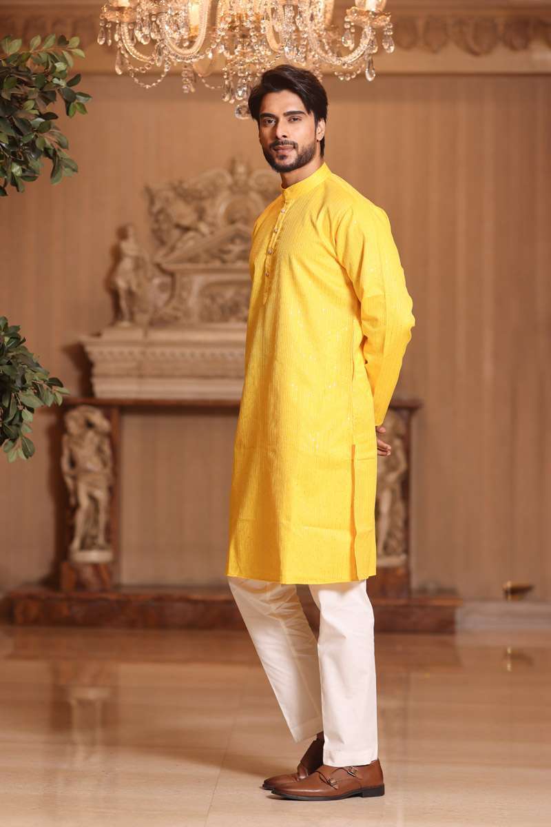Mustard Cotton Kurta Set