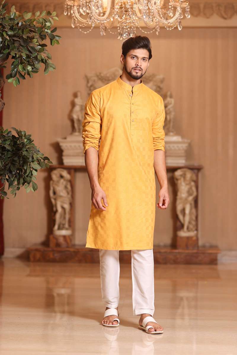 Mustard Cotton Kurta Set