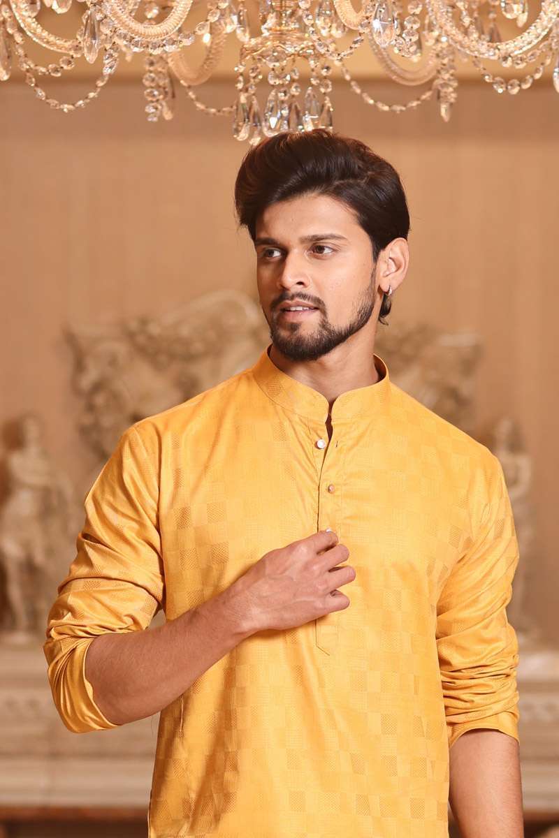 Mustard Cotton Kurta Set