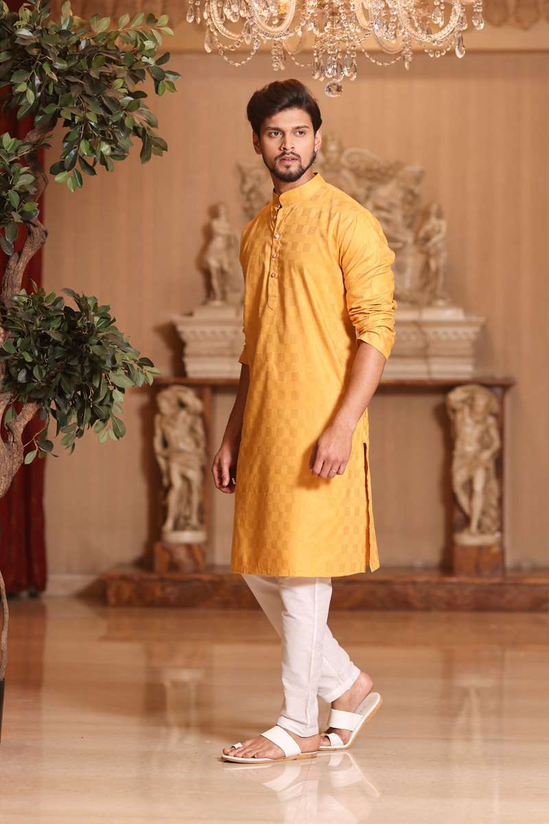 Mustard Cotton Kurta Set