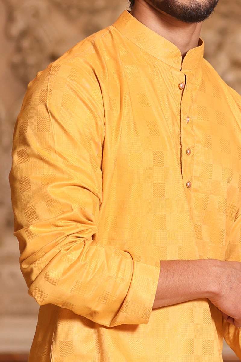 Mustard Cotton Kurta Set