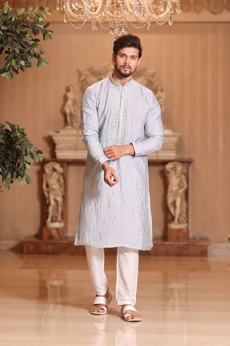 Fog Grey Cotton Kurta Set