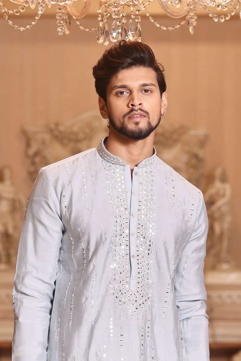 Fog Grey Cotton Kurta Set