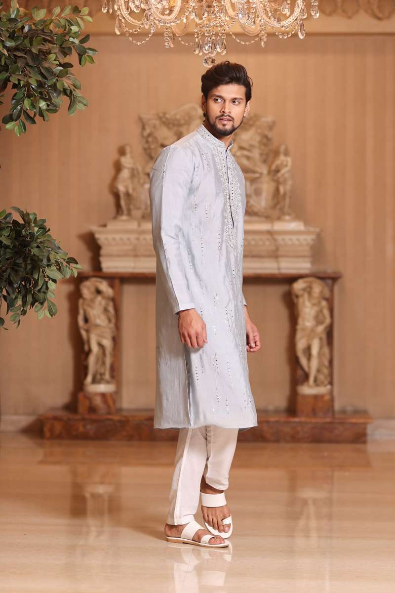 Fog Grey Cotton Kurta Set