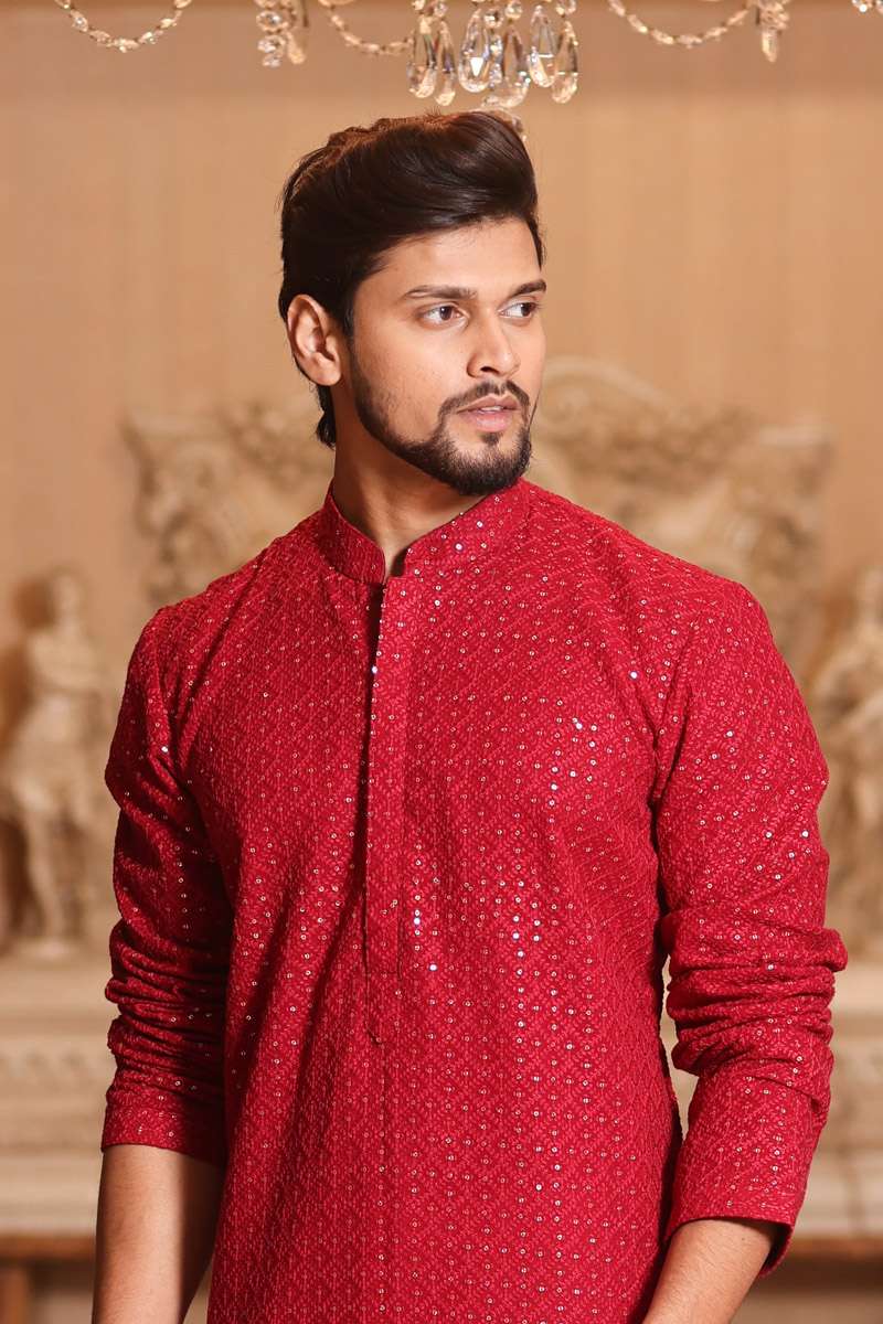 Maroon Georgette Kurta Set