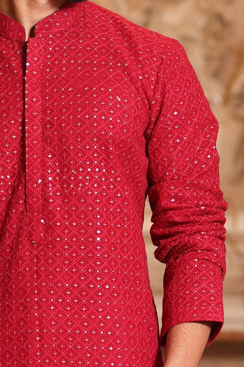 Maroon Georgette Kurta Set