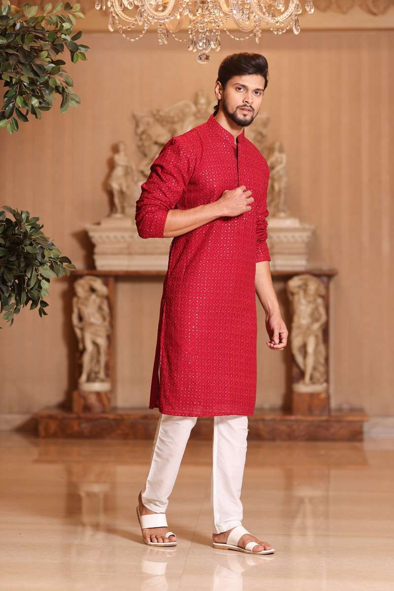 Maroon Georgette Kurta Set