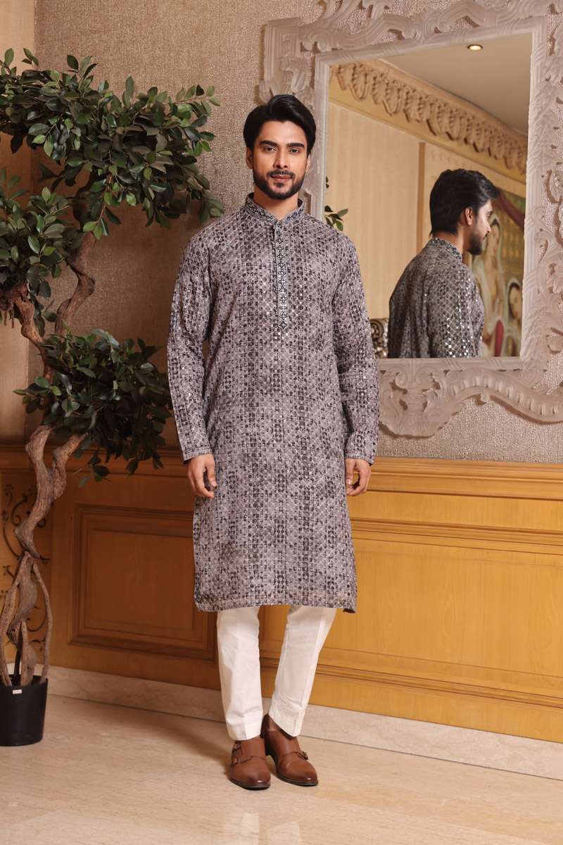 Slate Grey Cotton Kurta Set