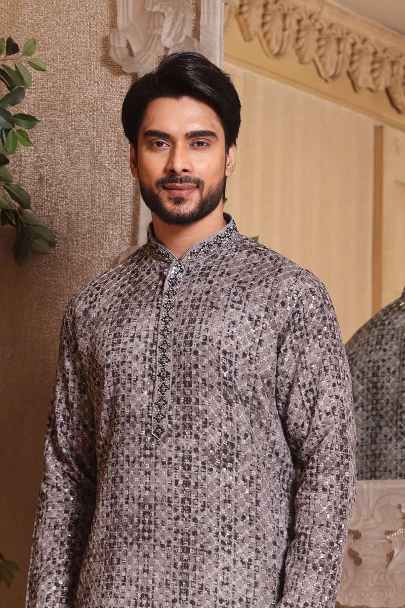 Slate Grey Cotton Kurta Set
