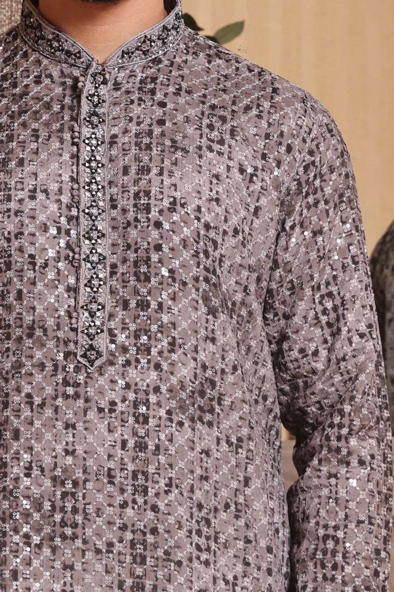 Slate Grey Cotton Kurta Set