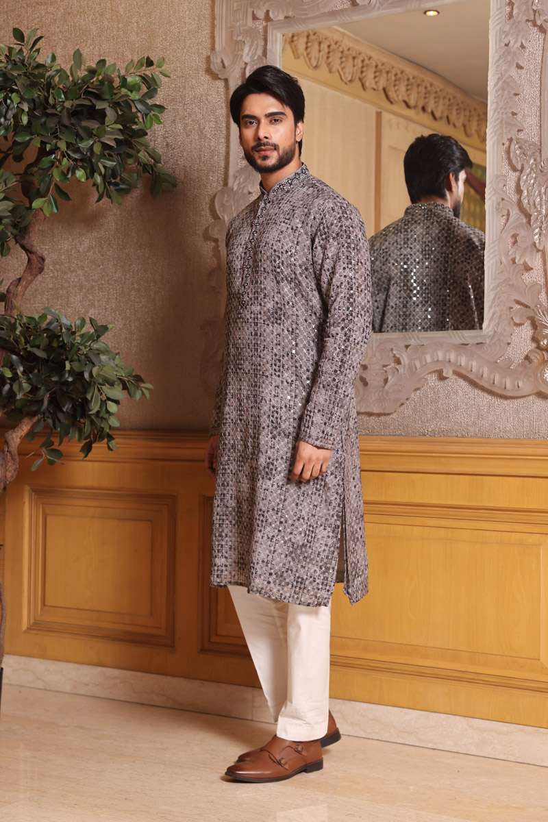Slate Grey Cotton Kurta Set