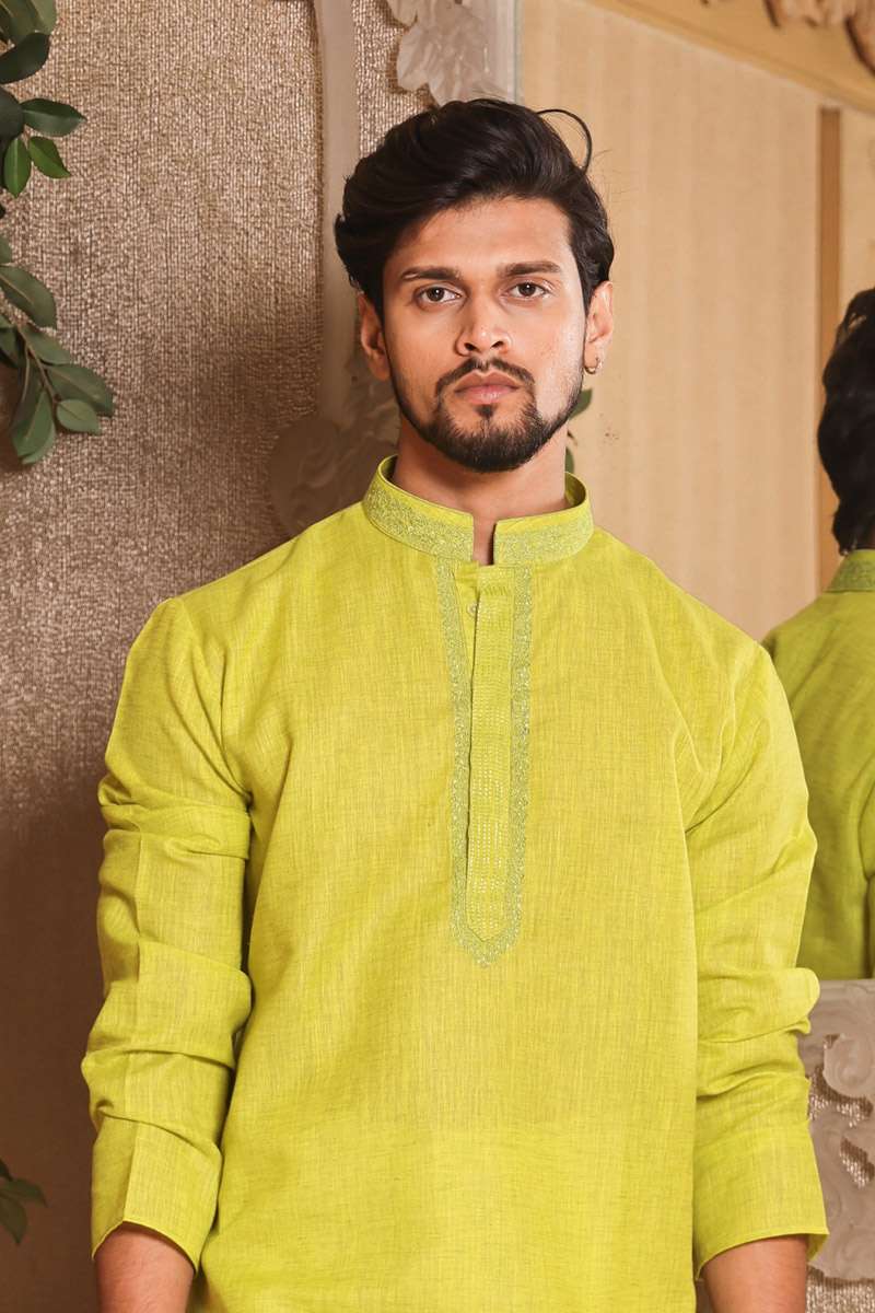 Leaf Green Cotton Kurta Set