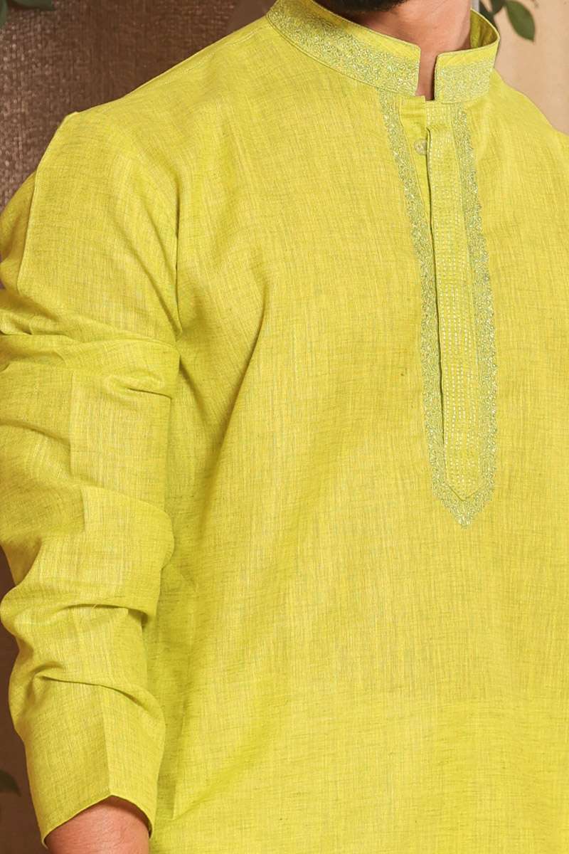 Leaf Green Cotton Kurta Set