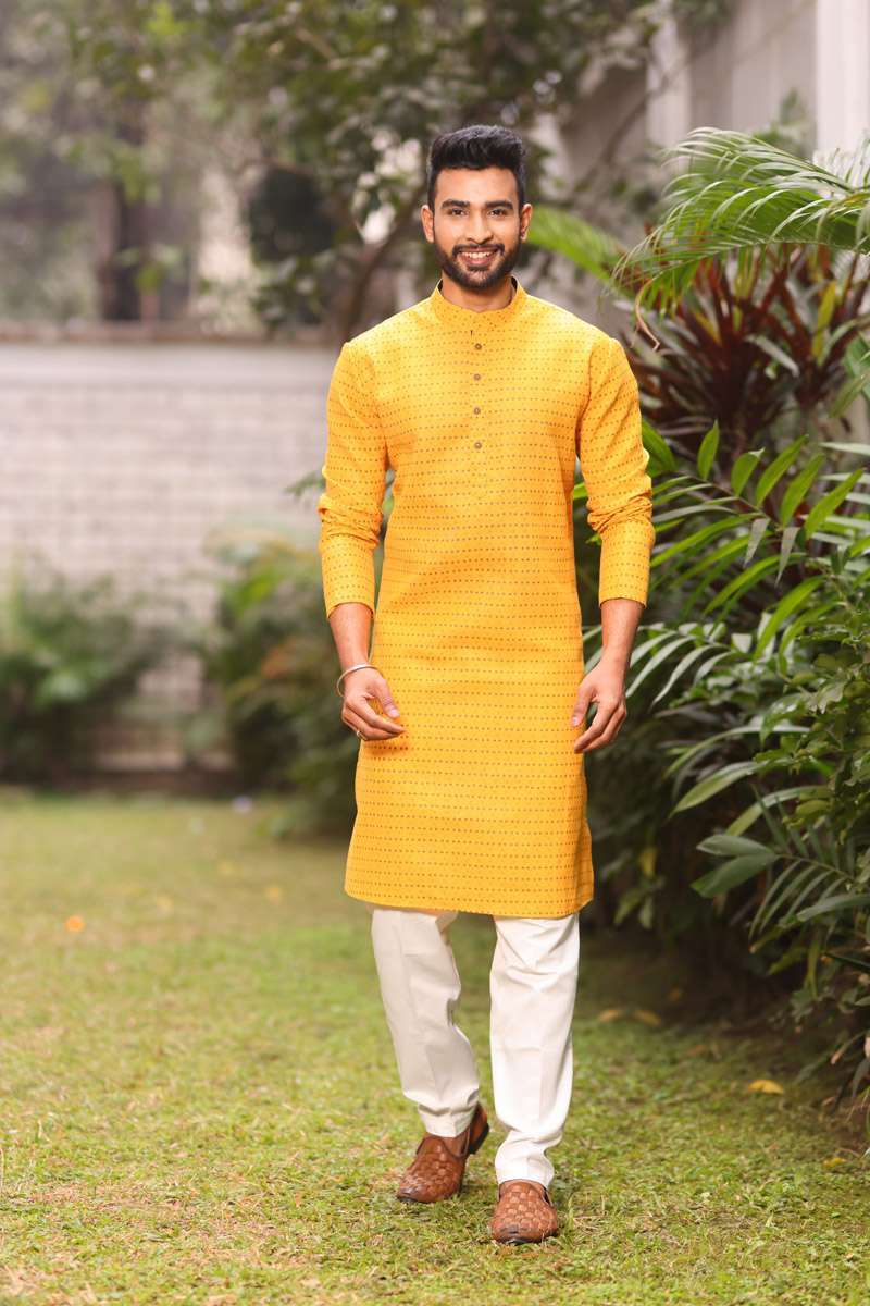 Mustard Cotton Kurta Set
