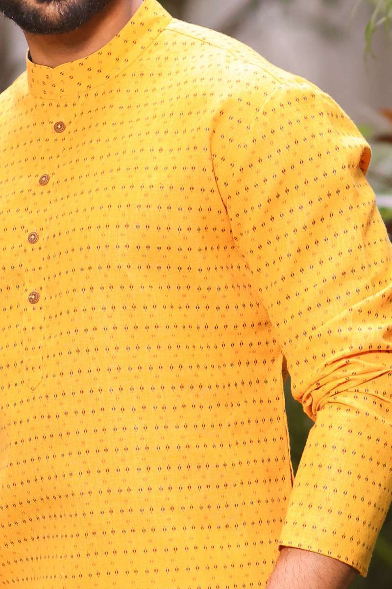 Mustard Cotton Kurta Set