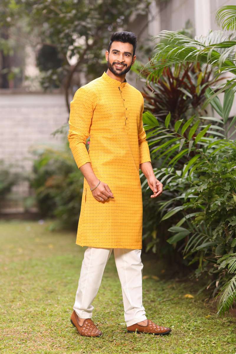 Mustard Cotton Kurta Set