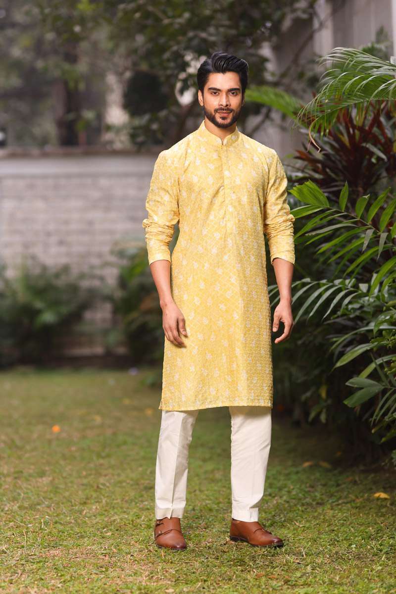 Yellow Cotton Kurta Set