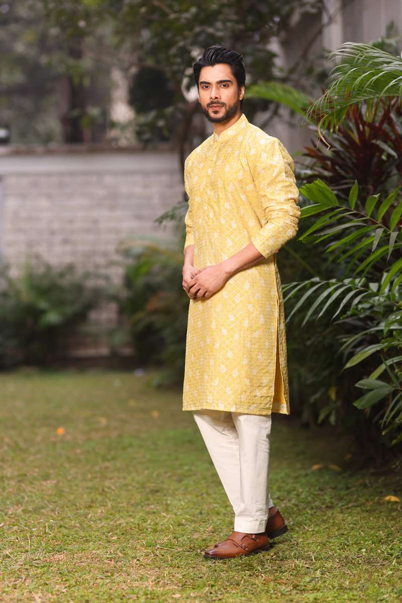 Yellow Cotton Kurta Set