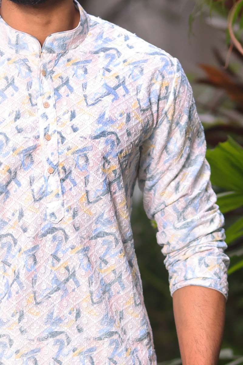 Off White Cotton Kurta Set