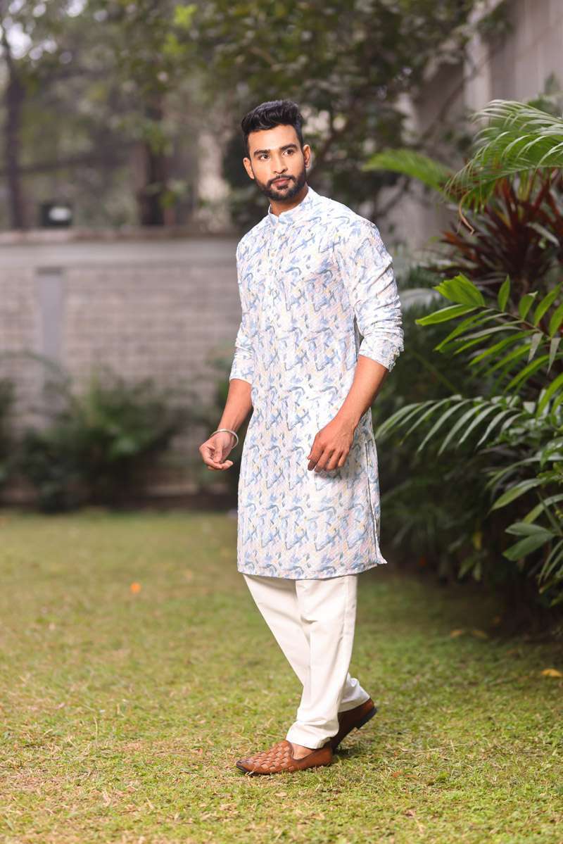 Off White Cotton Kurta Set