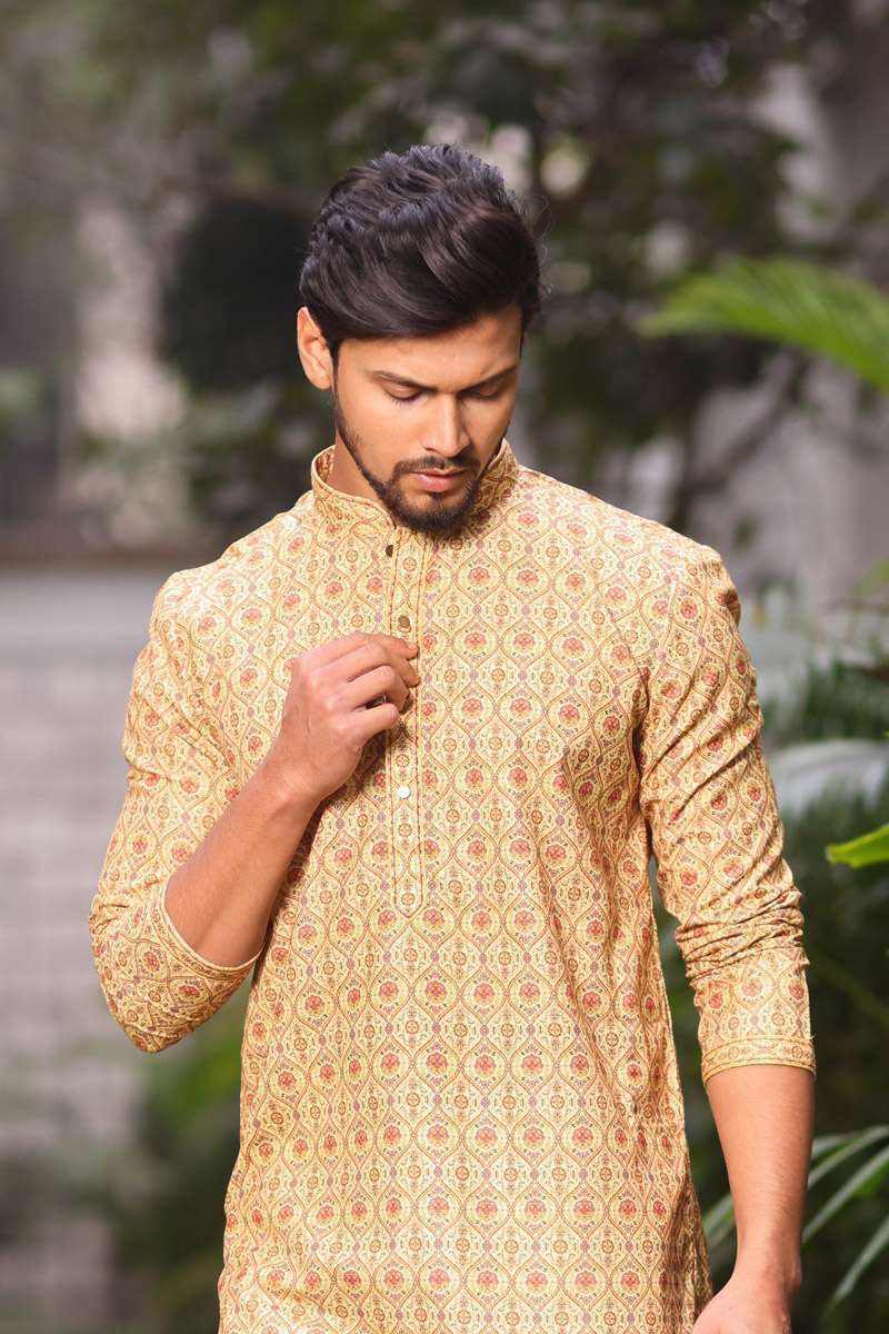 Mustard Cotton Kurta Set