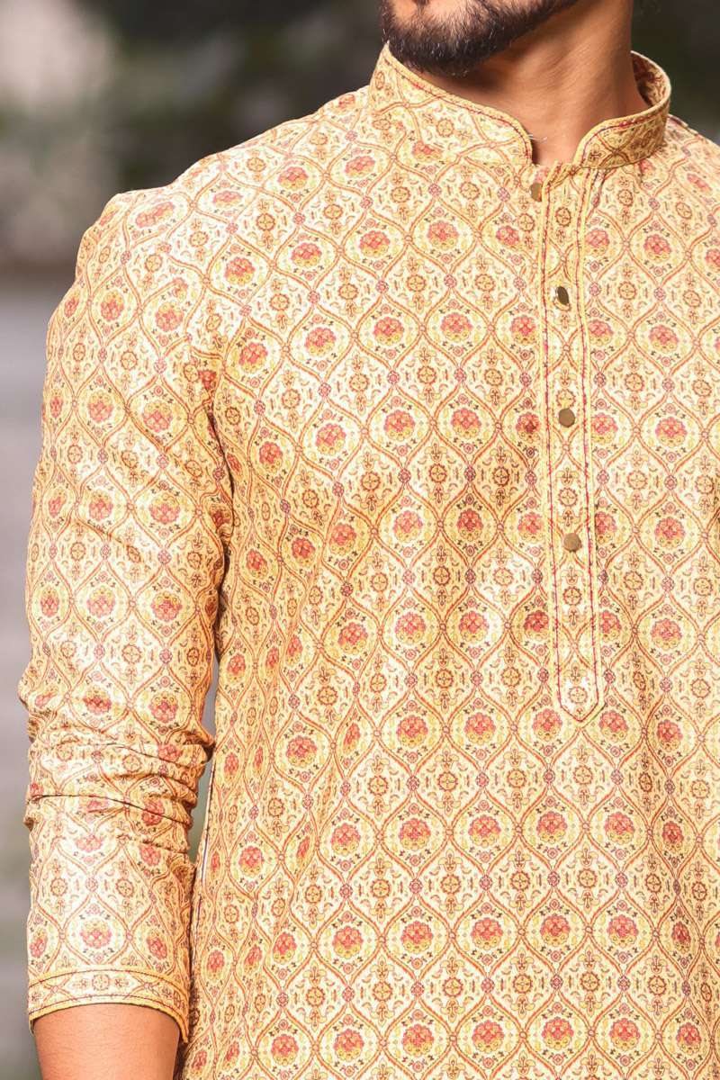Mustard Cotton Kurta Set