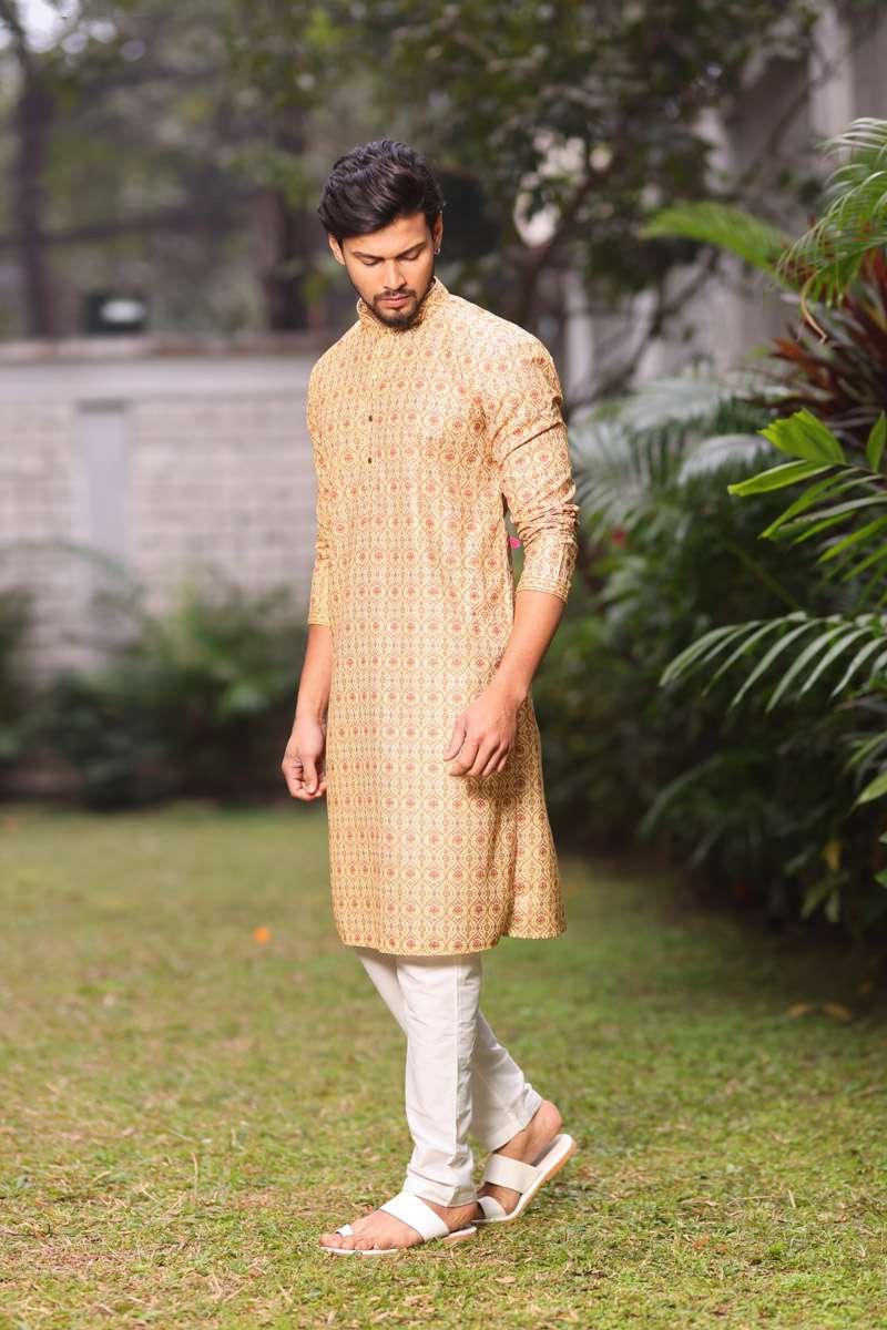 Mustard Cotton Kurta Set