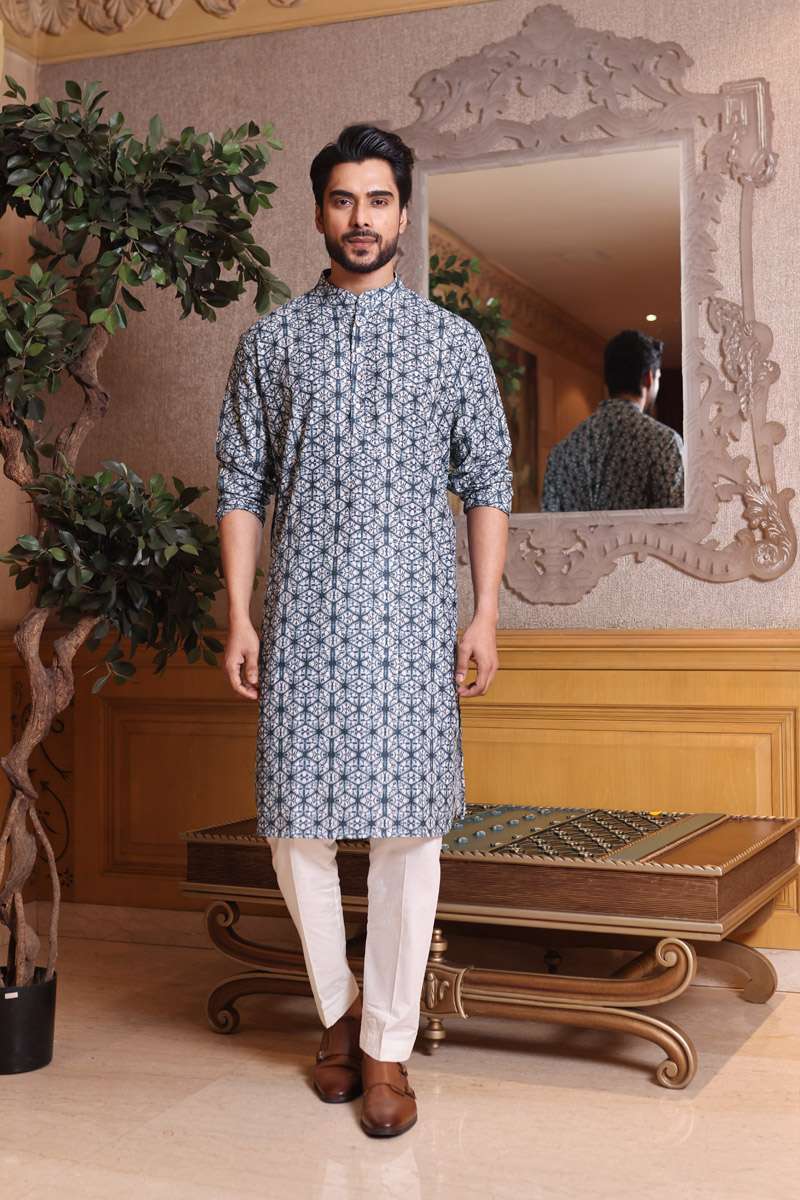 Indigo Cotton Kurta Set