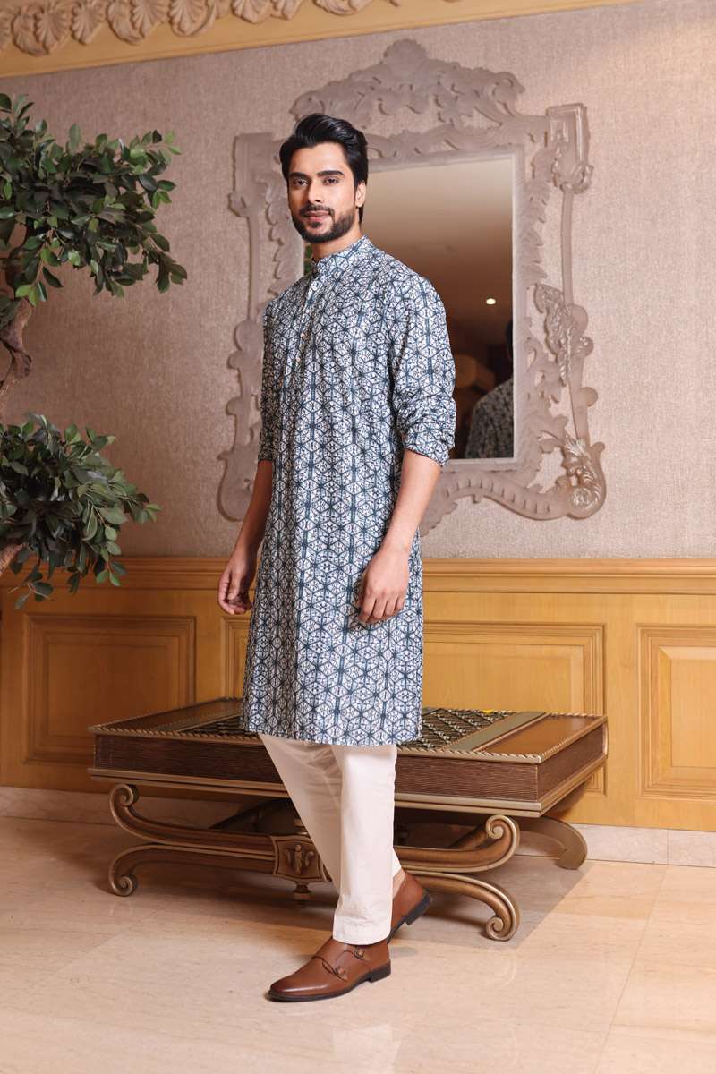 Indigo Cotton Kurta Set