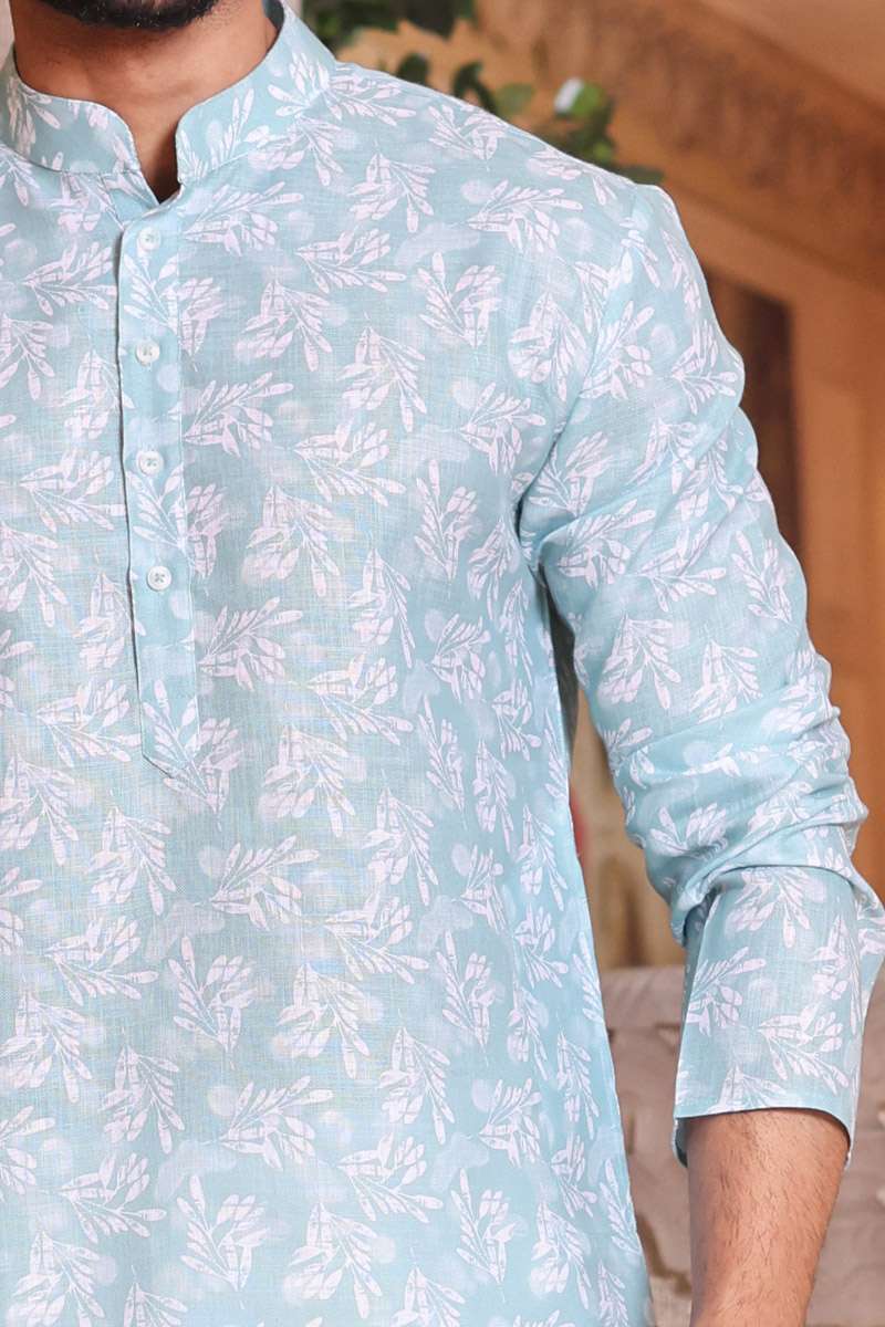 Sea Blue Cotton Kurta Set