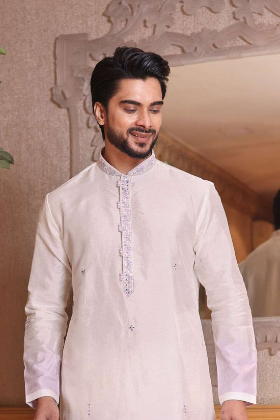 Off White Tussar Silk Kurta