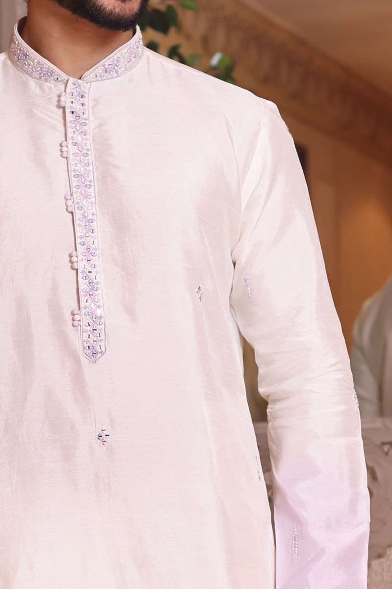 Off White Tussar Silk Kurta