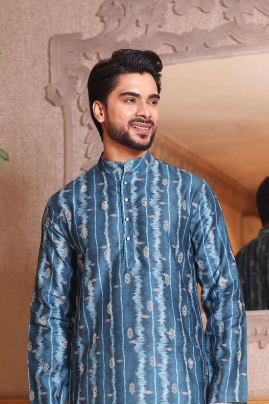 Peacock Blue Cotton Kurta Set