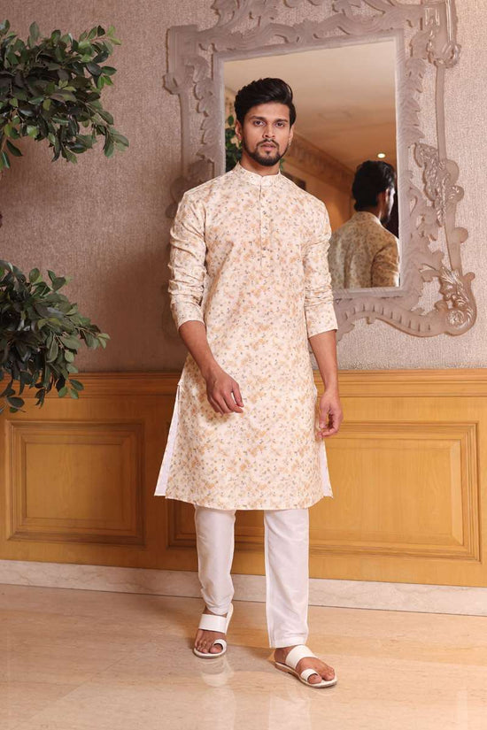 Beige Cotton Kurta Set