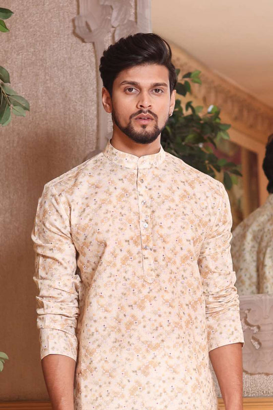 Beige Cotton Kurta Set