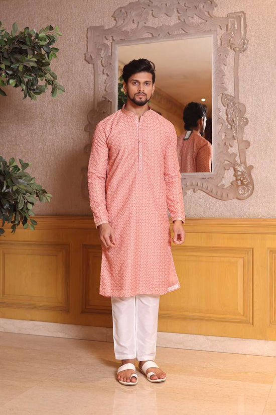 Peach Cotton Kurta Set