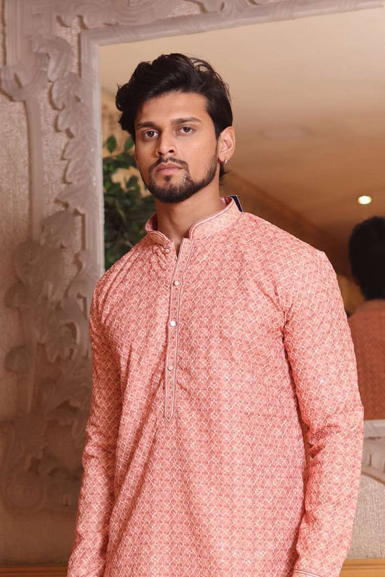 Peach Cotton Kurta Set