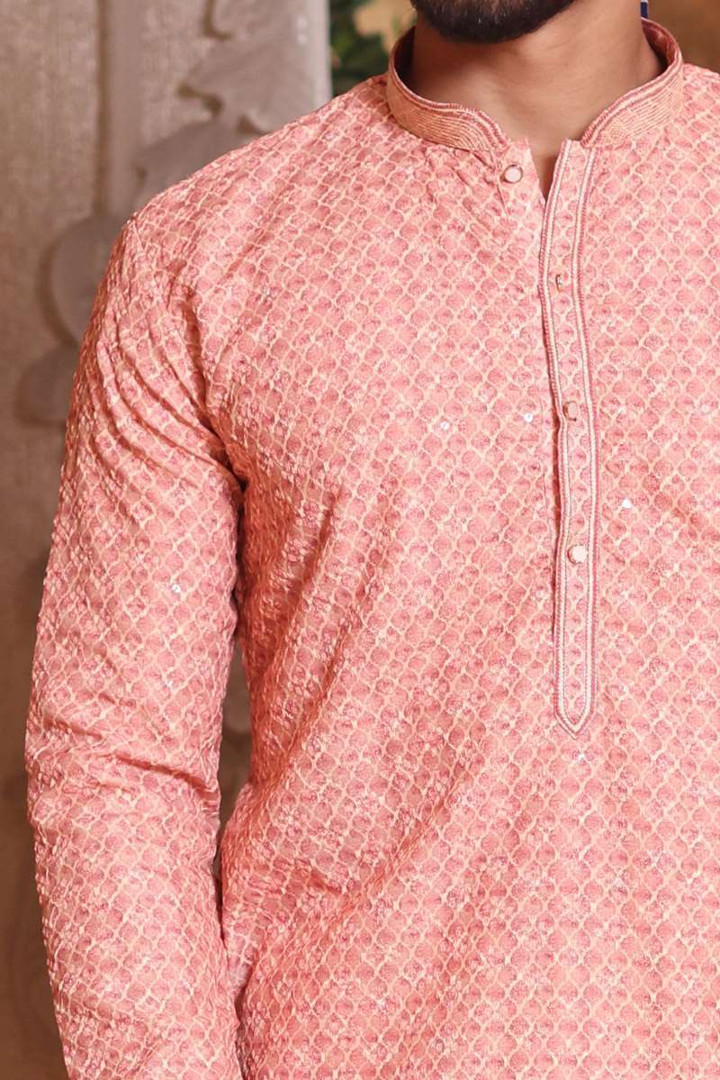 Peach Cotton Kurta Set