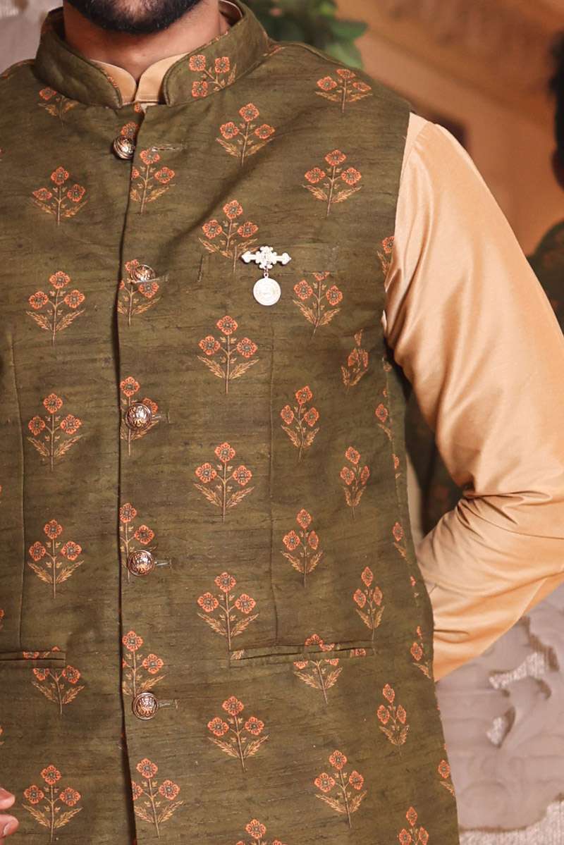 Sand Beige Kurta Set With Jacket