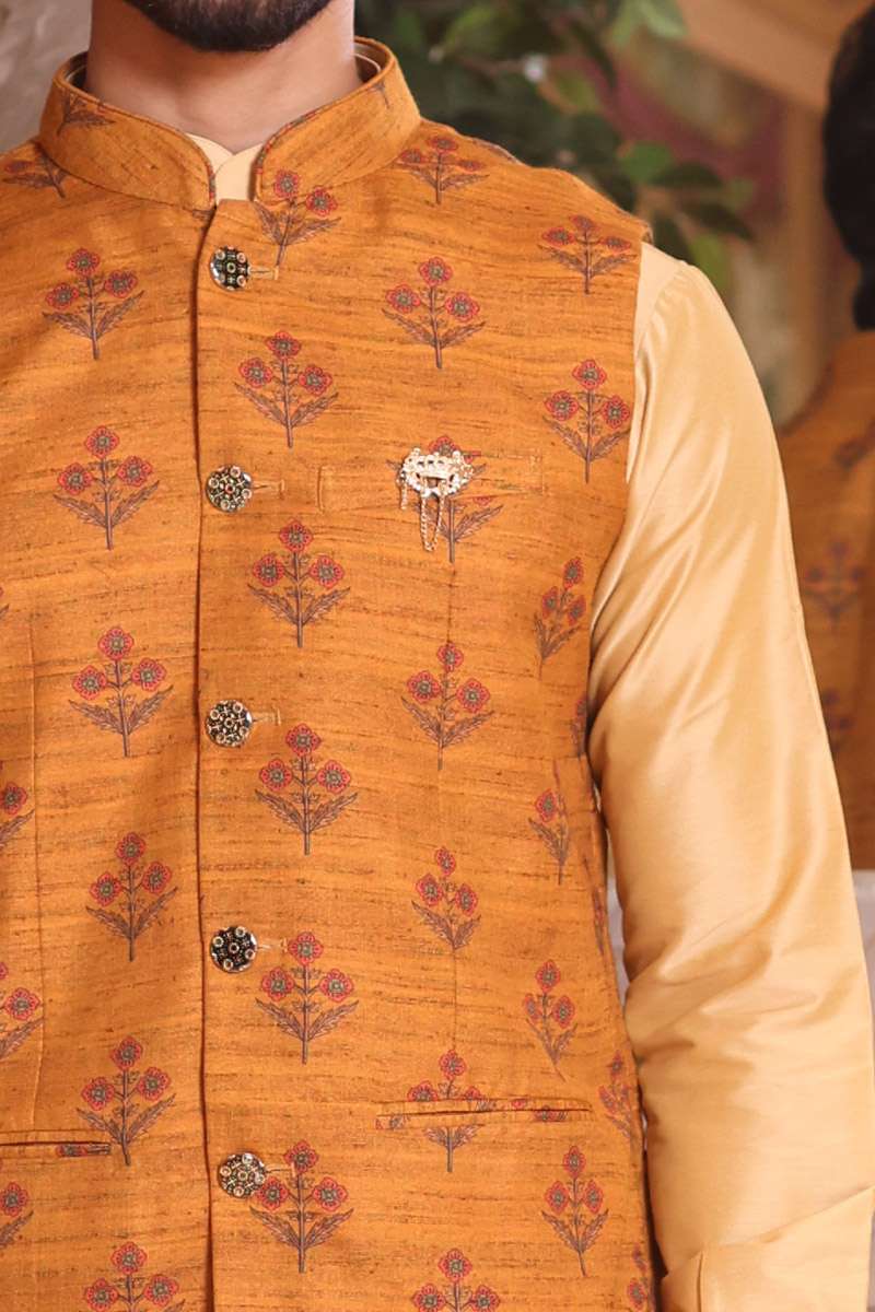 Sand Beige Kurta Set With Jacket