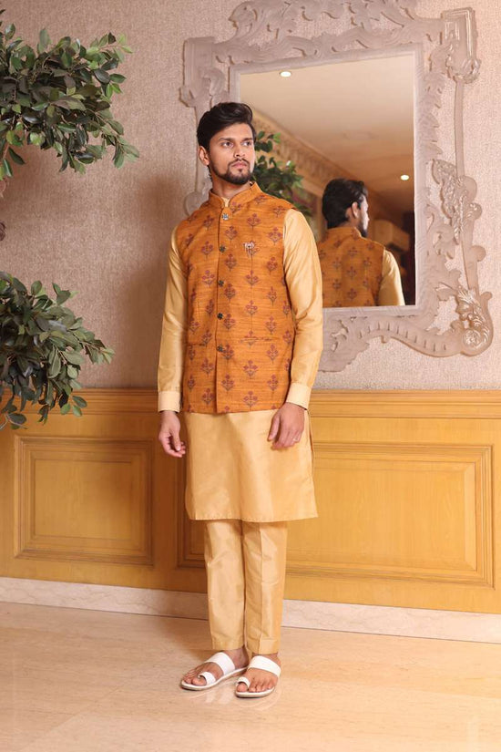 Sand Beige Kurta Set With Jacket