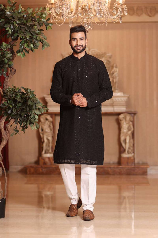 Charcoal Black Georgette Kurta Set