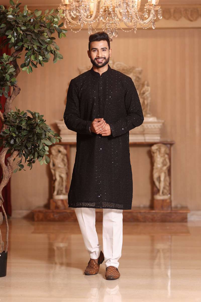 Charcoal Black Georgette Kurta Set