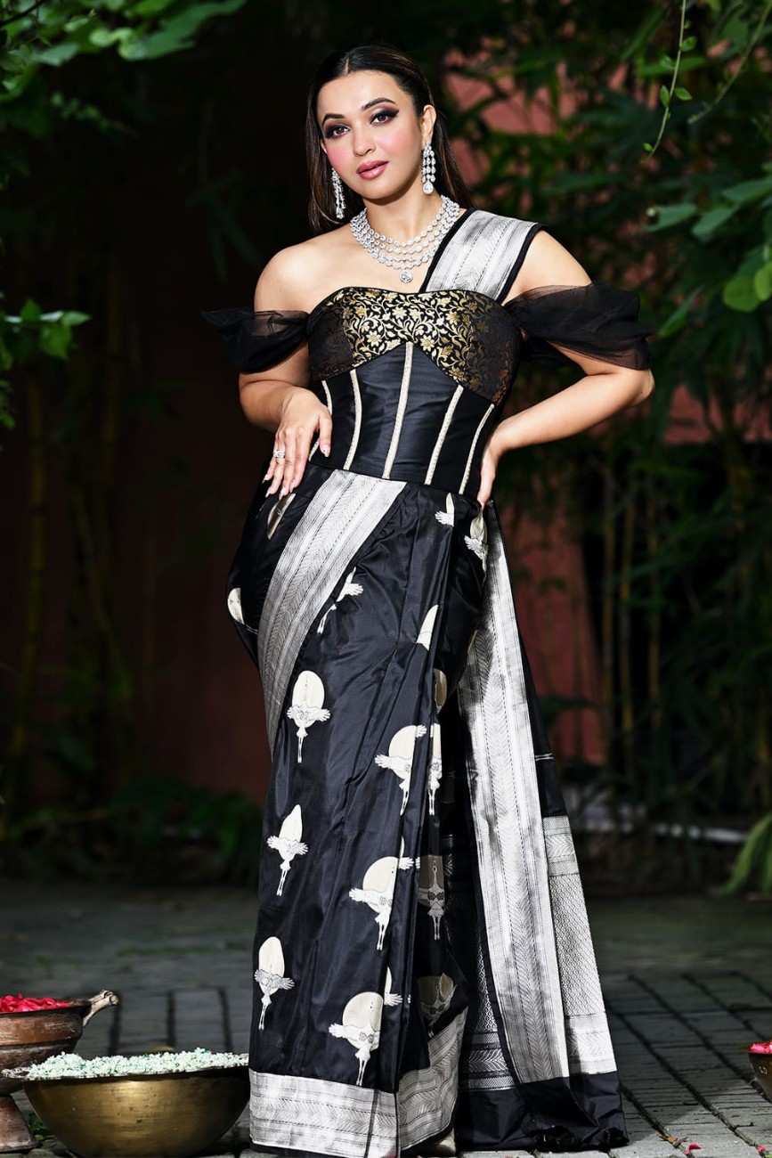 Black Silk Katan Saree