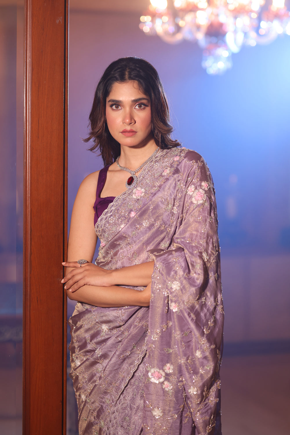Mauve Tissue Silk Saree