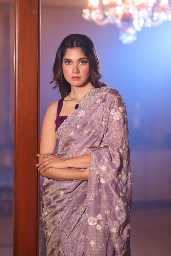 Mauve Tissue Silk Saree
