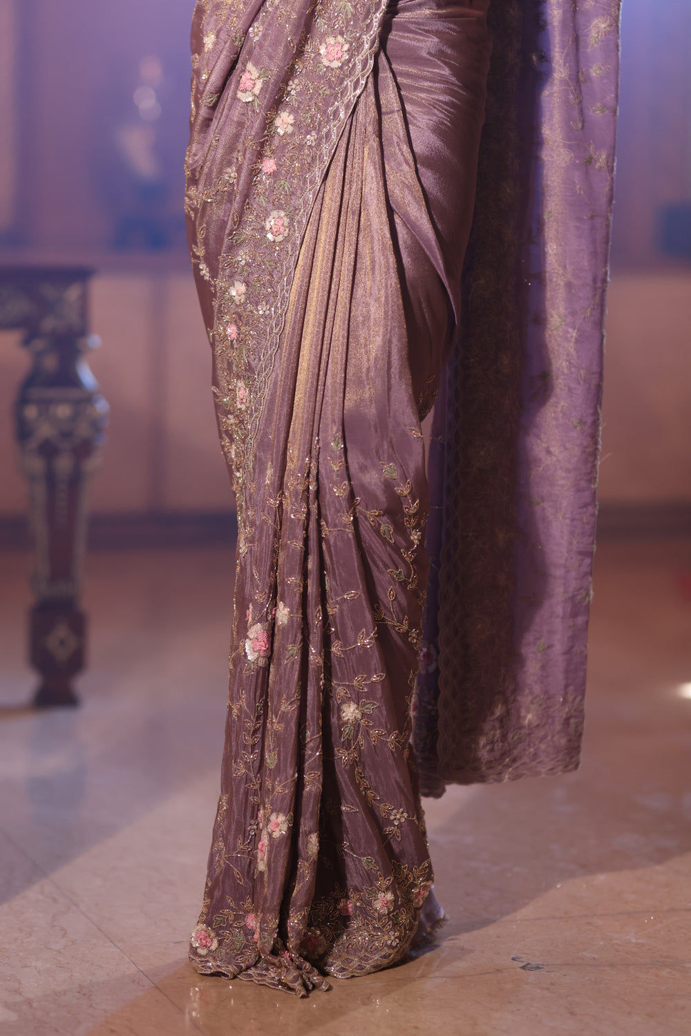 Mauve Tissue Silk Saree