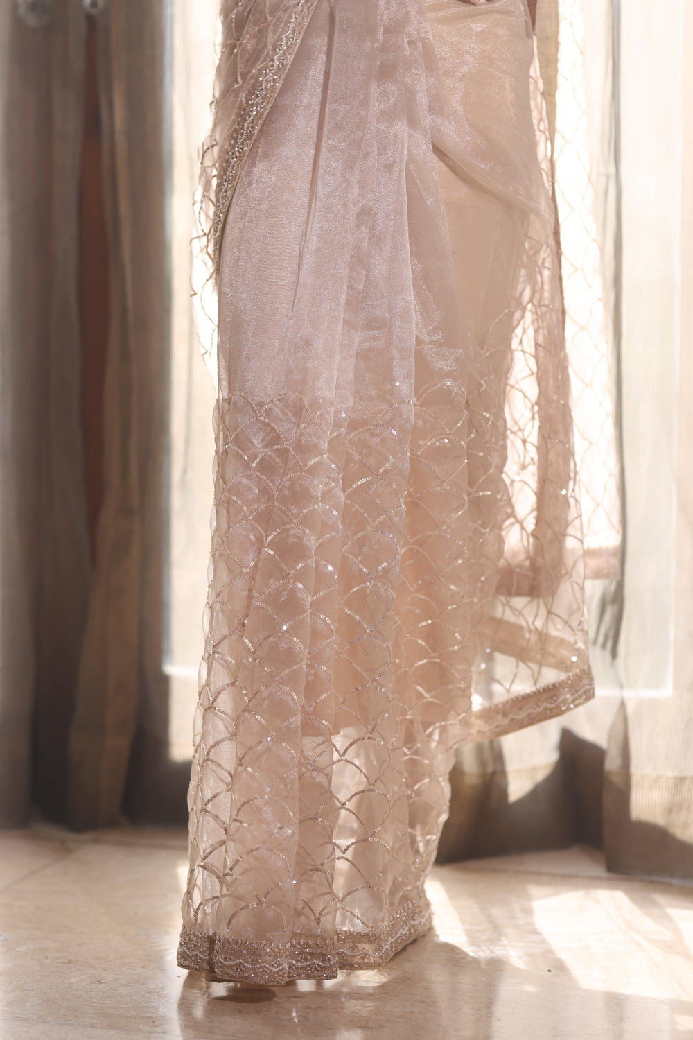 Beige Tissue Silk Saree